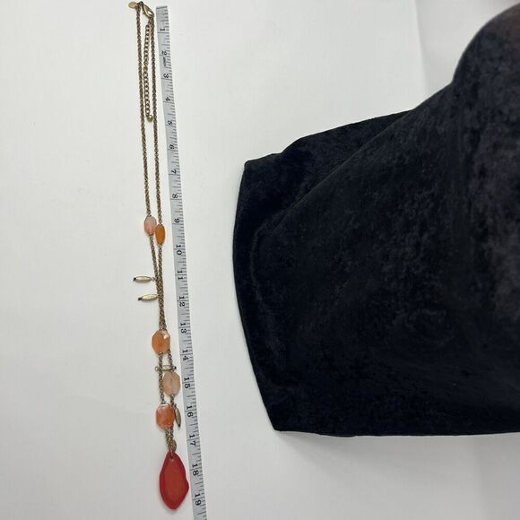 Chico's Necklace Long Line 35+" Adjustable Chain Classic Gold Tone Red & Orange - Picture 4 of 4